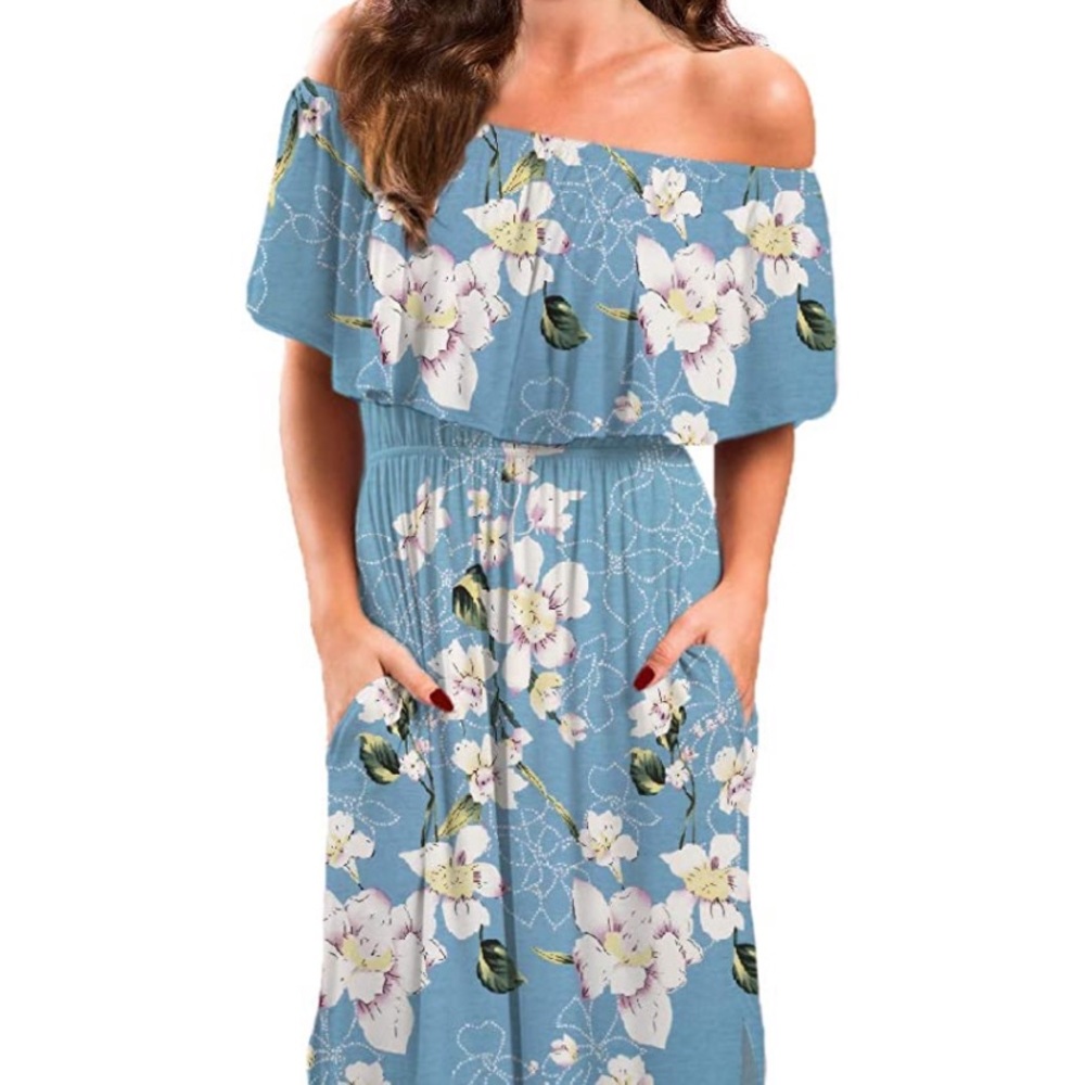 Off shoulder maxi floral dress